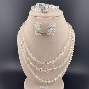 Stunning 3 piece Ab necklace earrings bracelet set Women’s Jewelry Parure